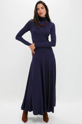 Ink Lux Jersey Knit Turtleneck Long Sleeve A-Line Dress